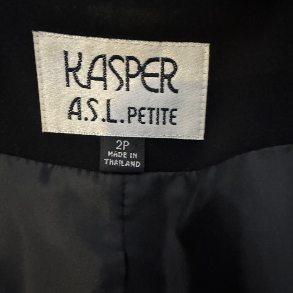 Kasper ASL Petite Royal Blue Black Trim Blazer Jacket 2P Professional Workwear - Picture 3 of 3